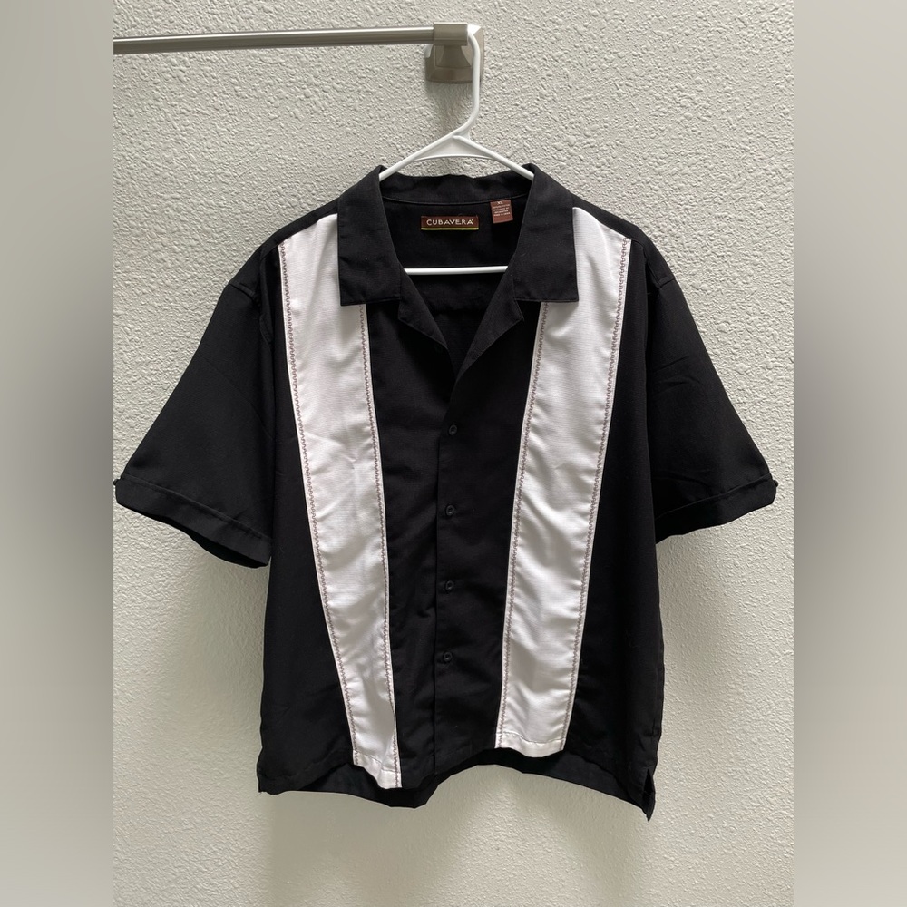 Cubavera Men’s Casual Button Down Shirt - Size XL - Black/White - EUC